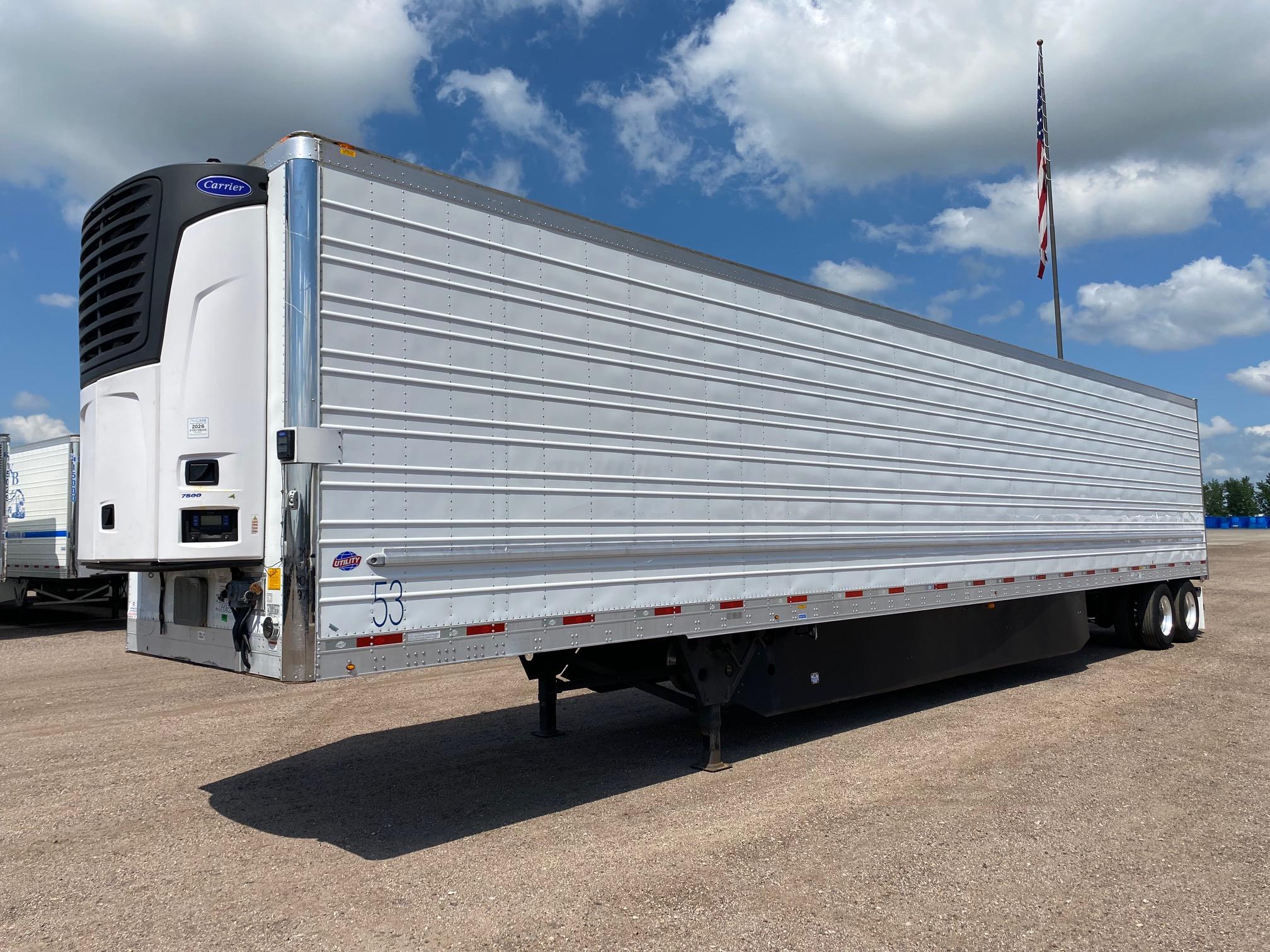 A refrigerated semi-trailer with its front refrigeration unit